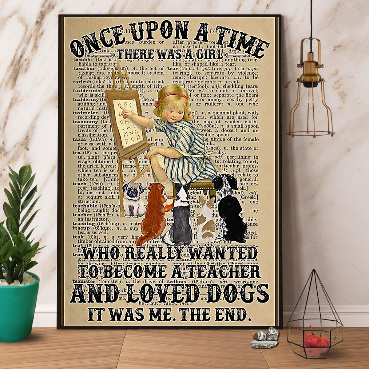 A Girl Who Really Wanted To Become A Teacher And Loved Dogs Satin Poster Portrait No Frame