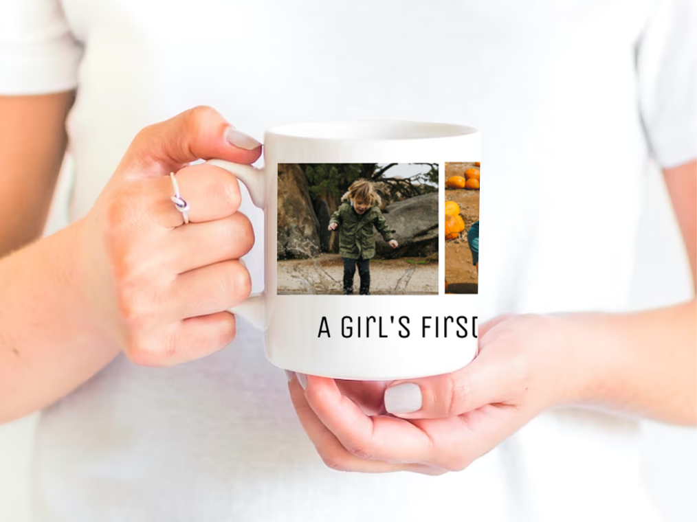 A Girls First Love Is Her Father Custom your text, Photo Personalized Mug Ceramic 11-15oz Coffee Tea Cup