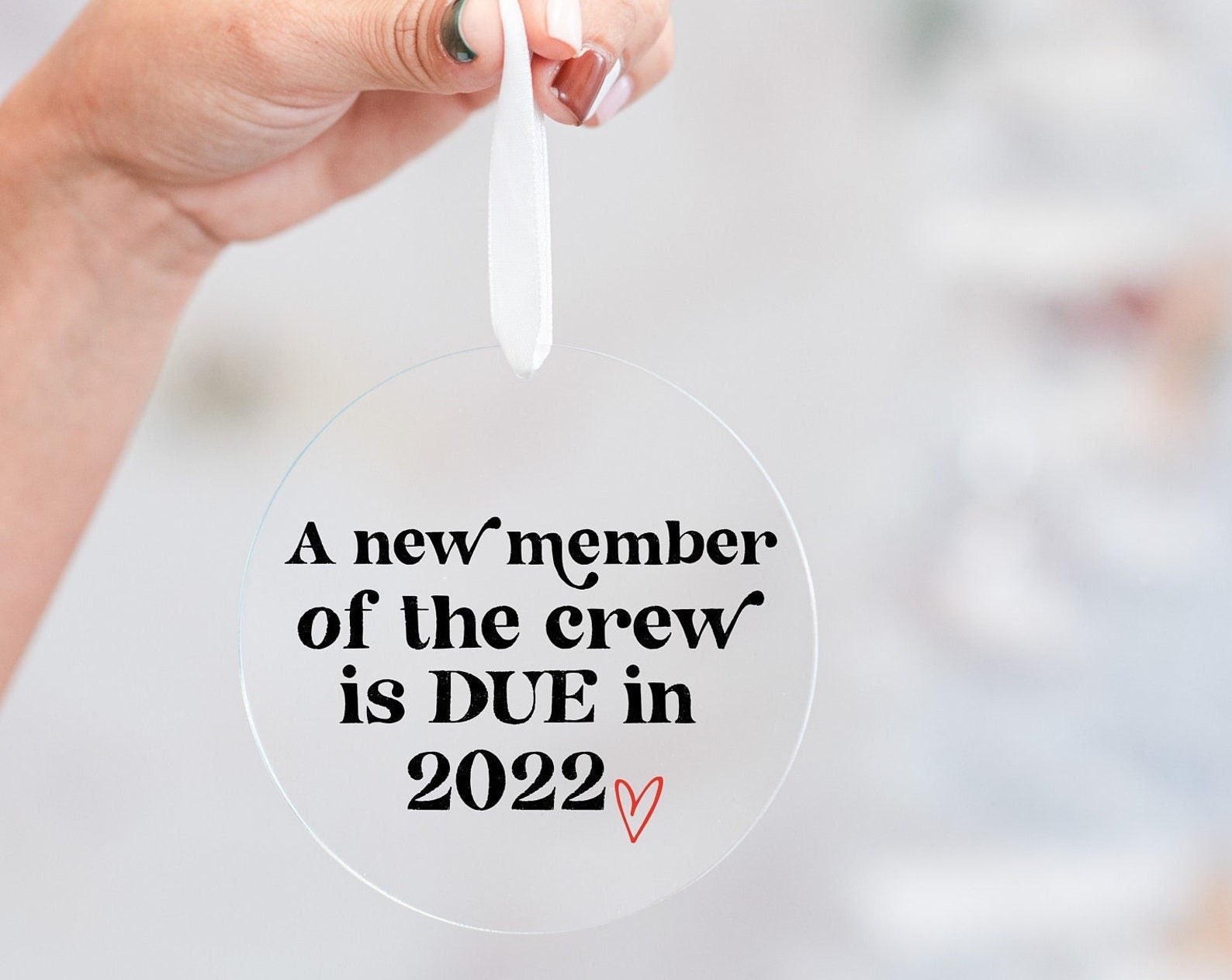 A New Member Of The Crew Is Due In 2022 Merry And Due Expecting Baby Baby Pregnancy Baby Announcement Idea Christmas Ornament