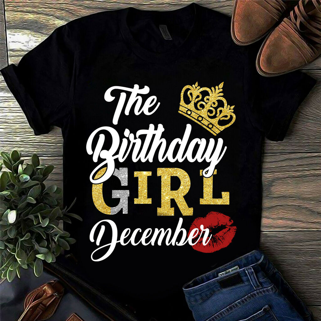 A Queen Was Born In December Birthday Gift For women T Shirt Black S-3XL