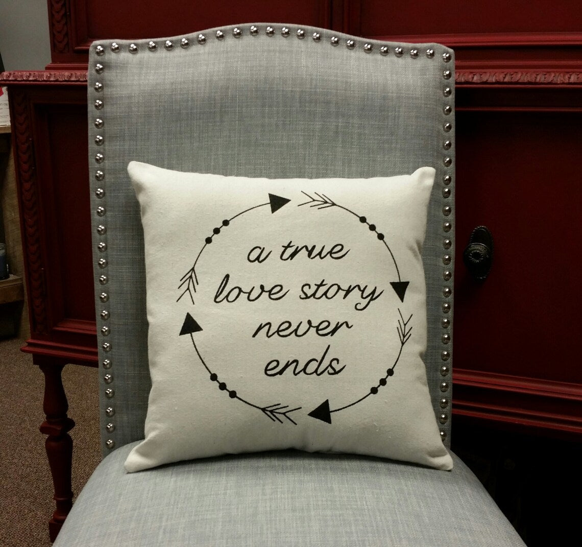 A true love story never ends decorative pillow, Valentines Day Pillow Decor