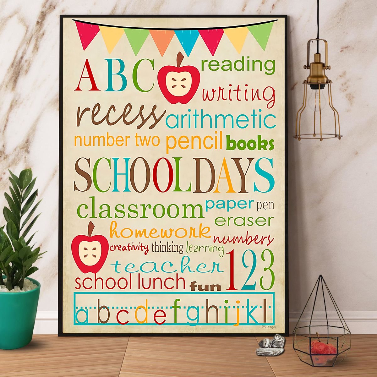 Abc Colorful Key Words Schooldays Satin Poster Portrait No Frame