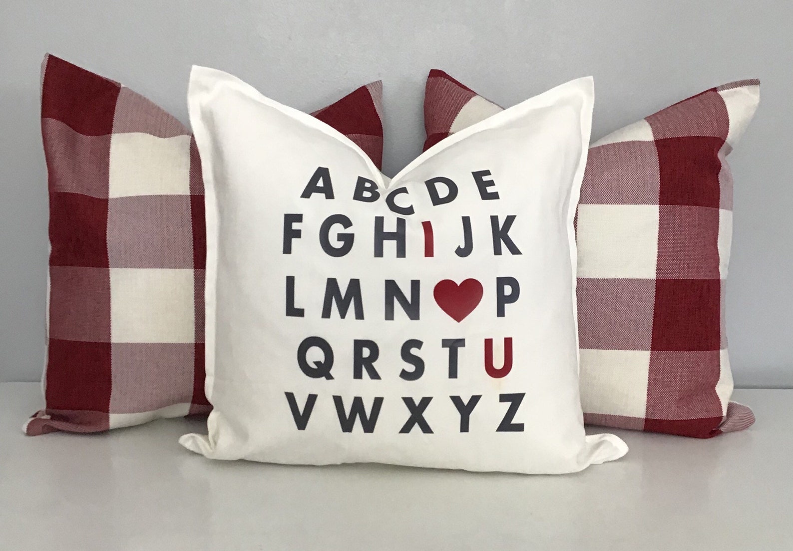 ABC I Love U Pillow, Gift for Wedding, Anniversary Gift, Valentine Pillow Decor Gift