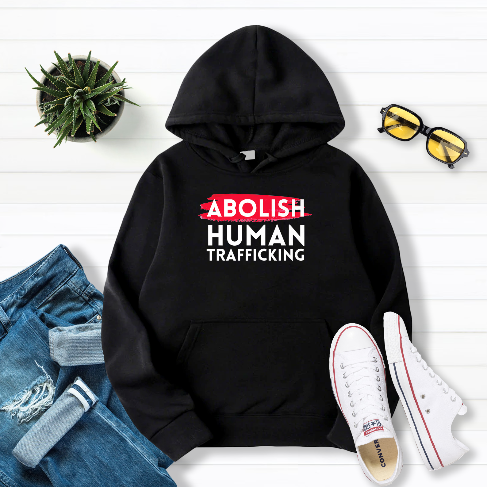 Abolish Human Trafficking Save Our Children Raise Awareness Premium Pullover Hoodie Black S-5XL