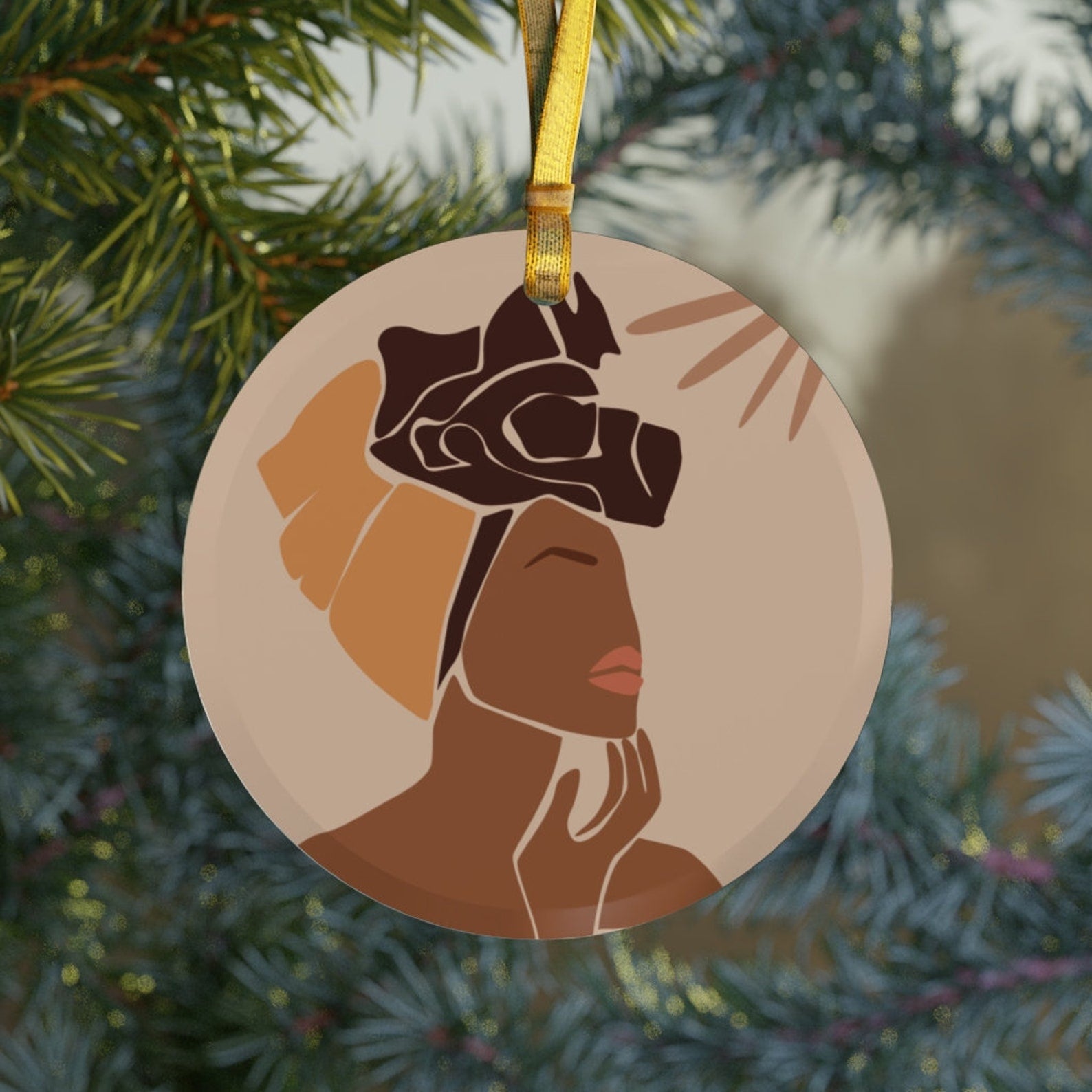 Abstract Black Woman Black Girl Christmasblack Girl Holidayblack Art Abstractmelanin Black Pride Women Gift Christmas Ornament