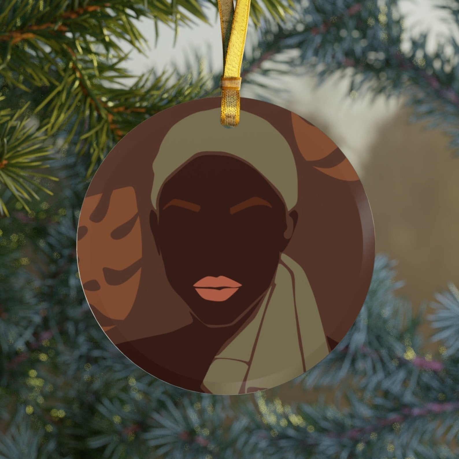 Abstract Black Woman Black Girl Christmasblack Girl Holidayblack Art Abstractmelanin Black Pride Women Green Christmas Ornament