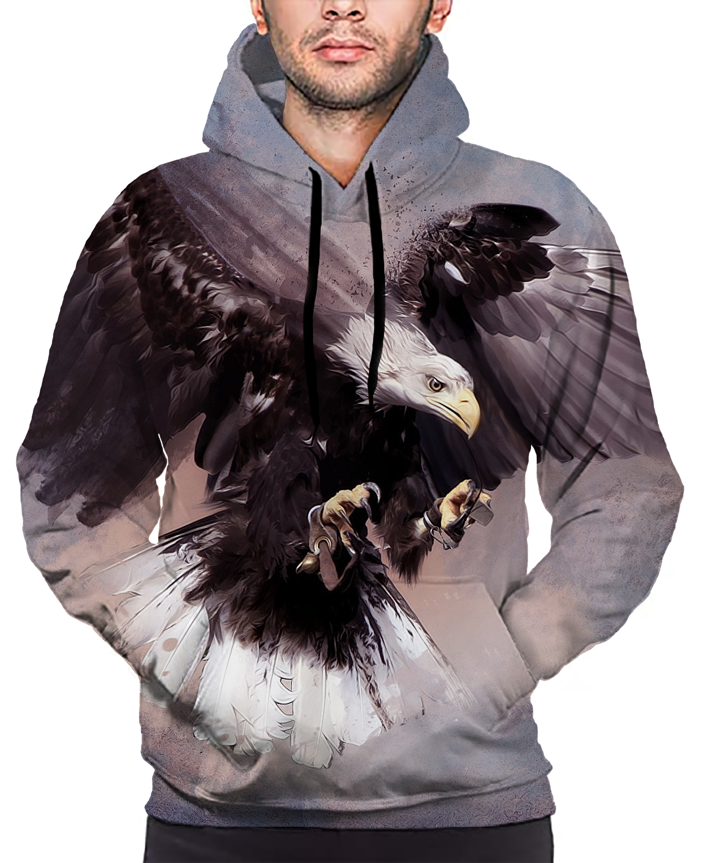 Abstract Eagle Print Long Sleeve Pullover Hoodie 3D Print Full S-5XL