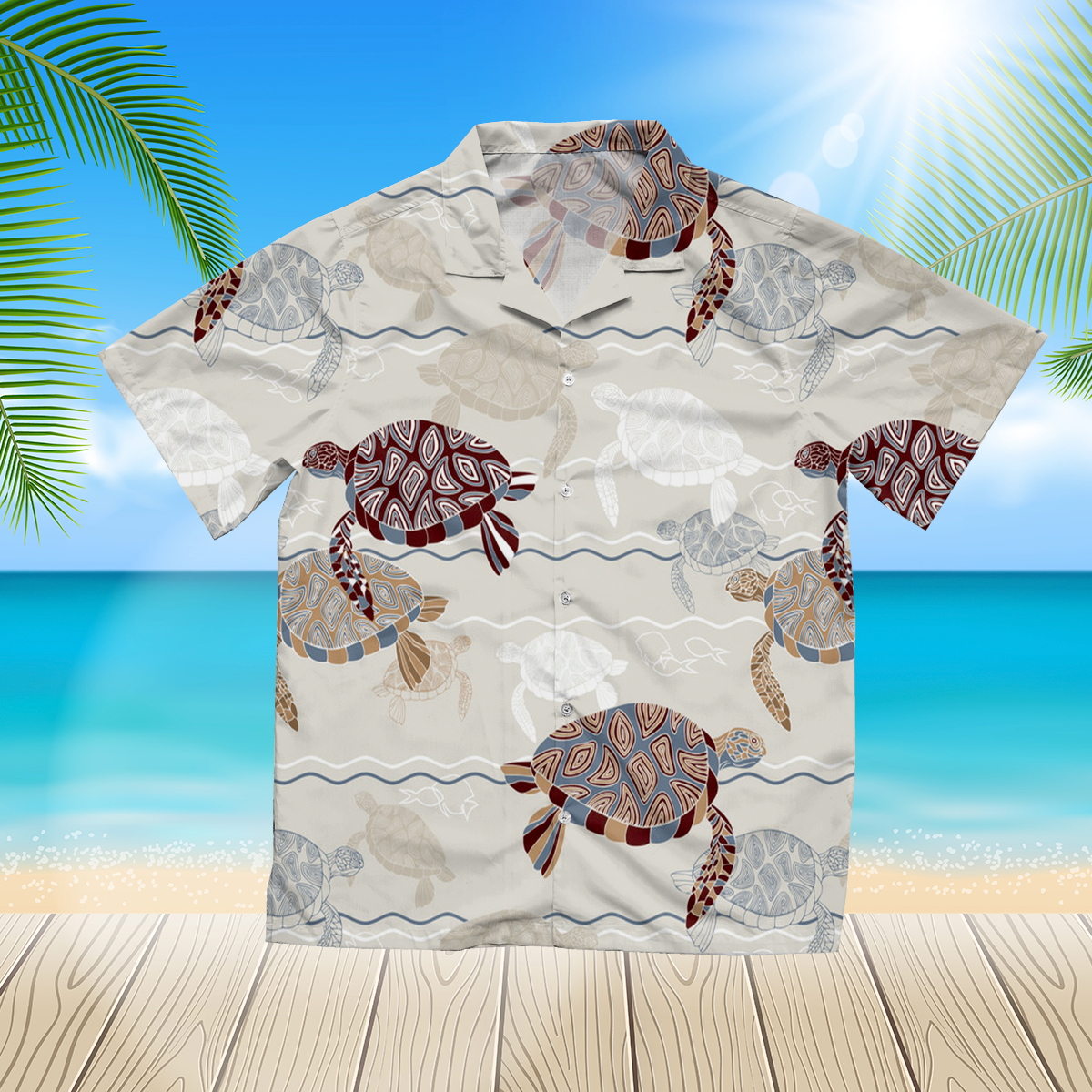 Abstract ocean background sea and beach White 3d Hawaii Shirt