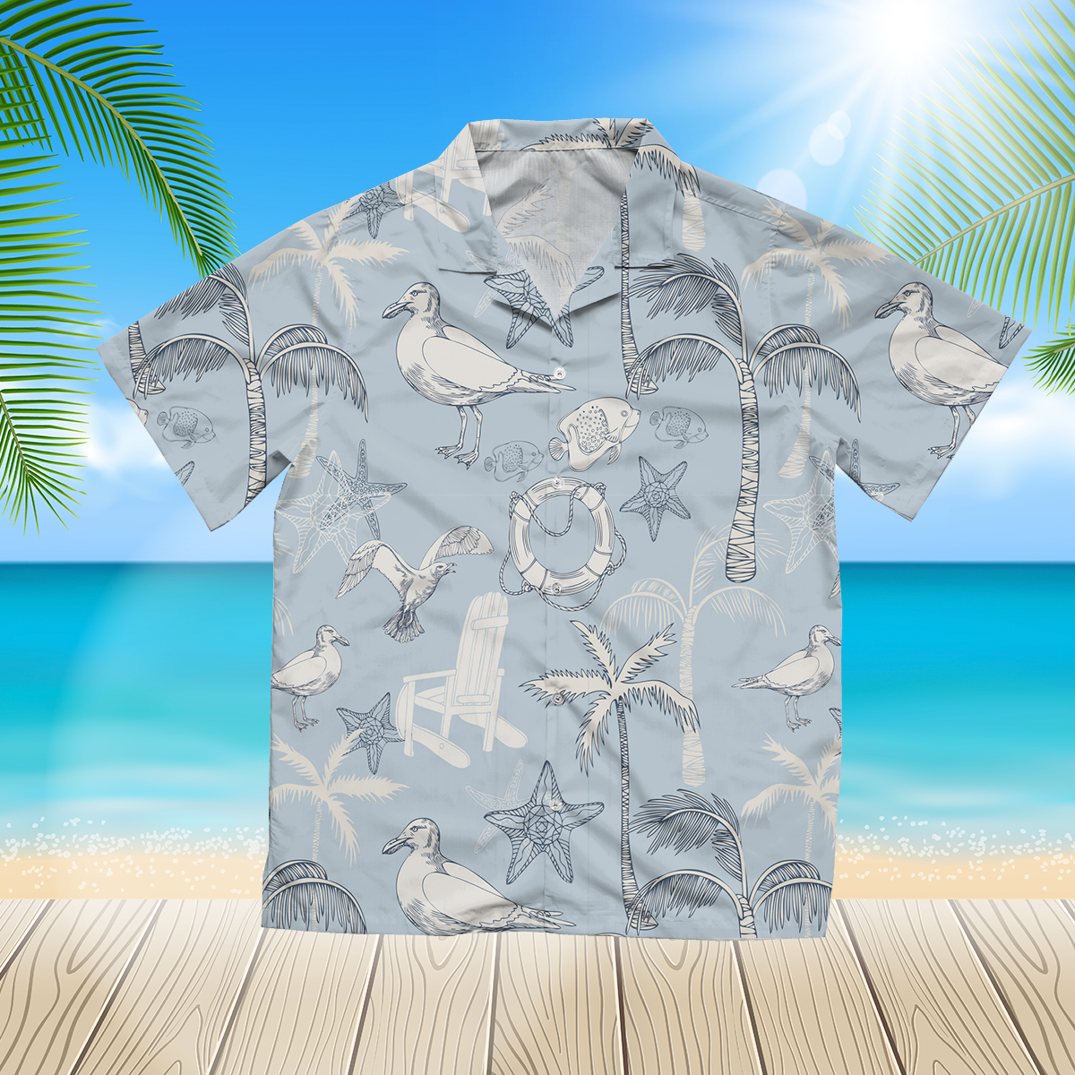 Abstract sea background beach exotic wallpaper White 3d hawaii Shirt