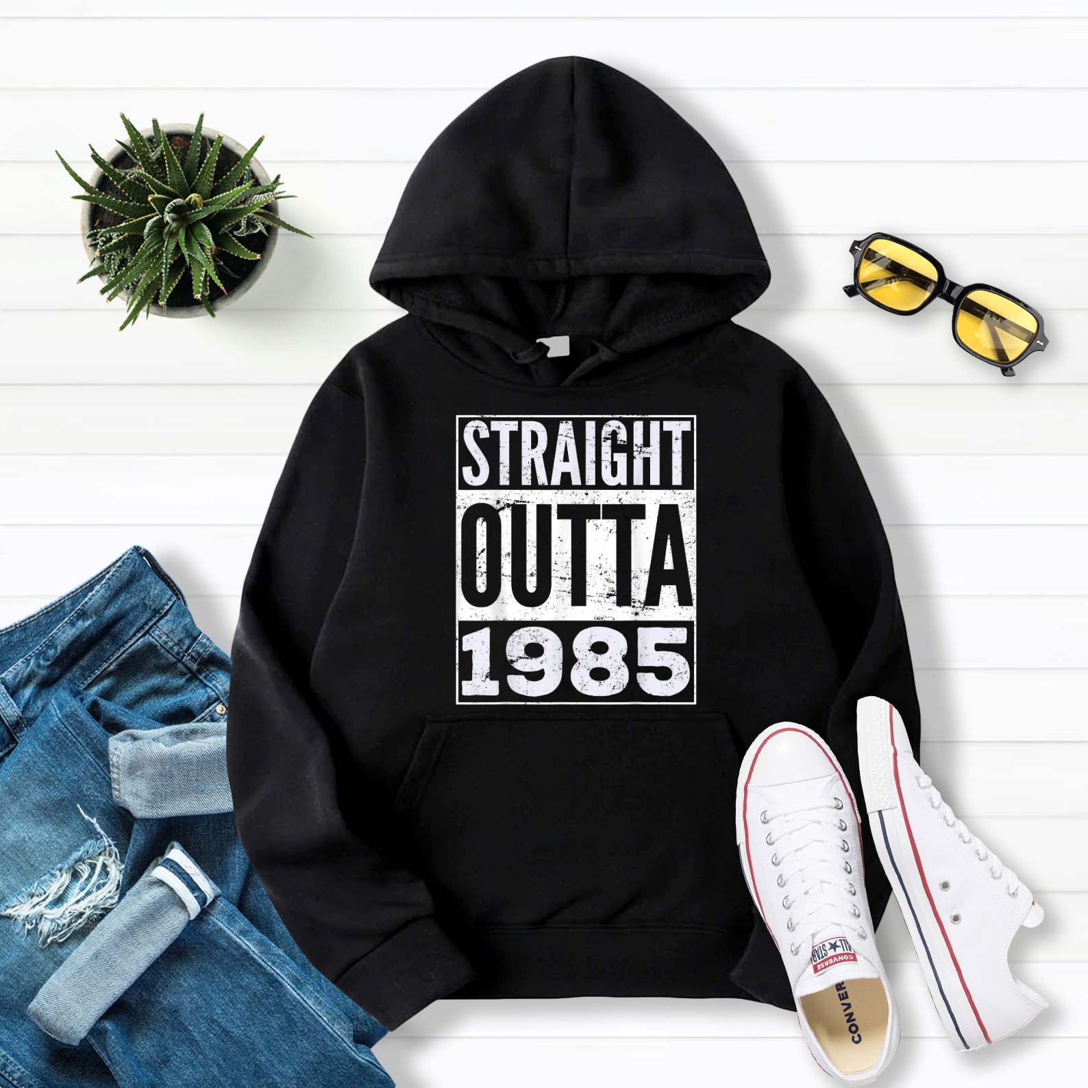 Adult Straight Outta 1985 Pullover Hoodie Black S-5XL