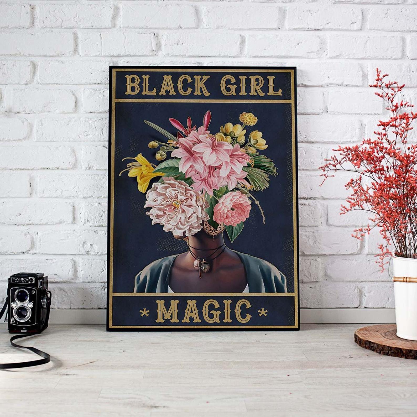 African American Black girl magic black women black pride gift for daughter hanging Satin Poster Portrait no Frame