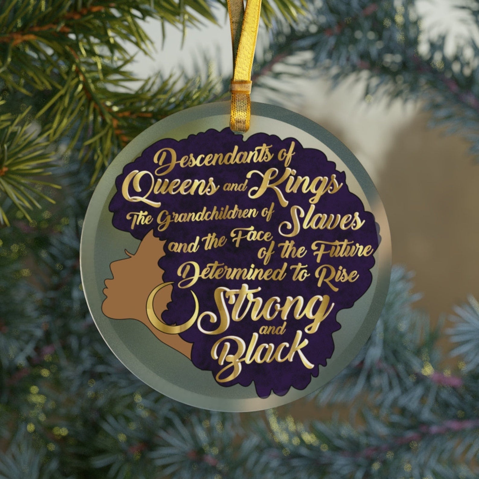 Afro Woman Black Pride Descendants Of Queens Slaves Determined To Riseblack Girl Gift Christmas Ornament