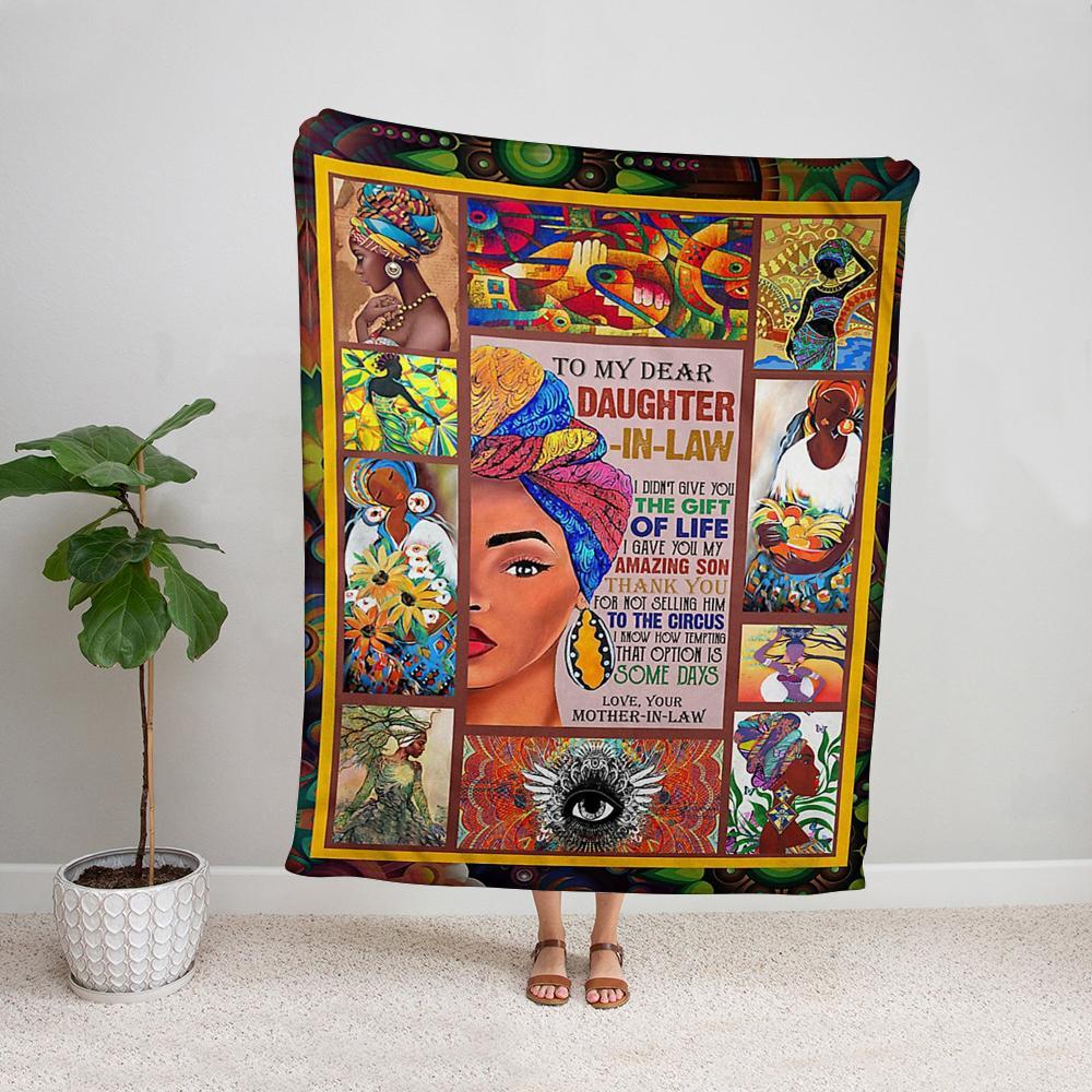 Afro woman mother in law to my dear daughter in law thanks for not selling my son to the circus Fleece Blanket Small Medium Large X-large