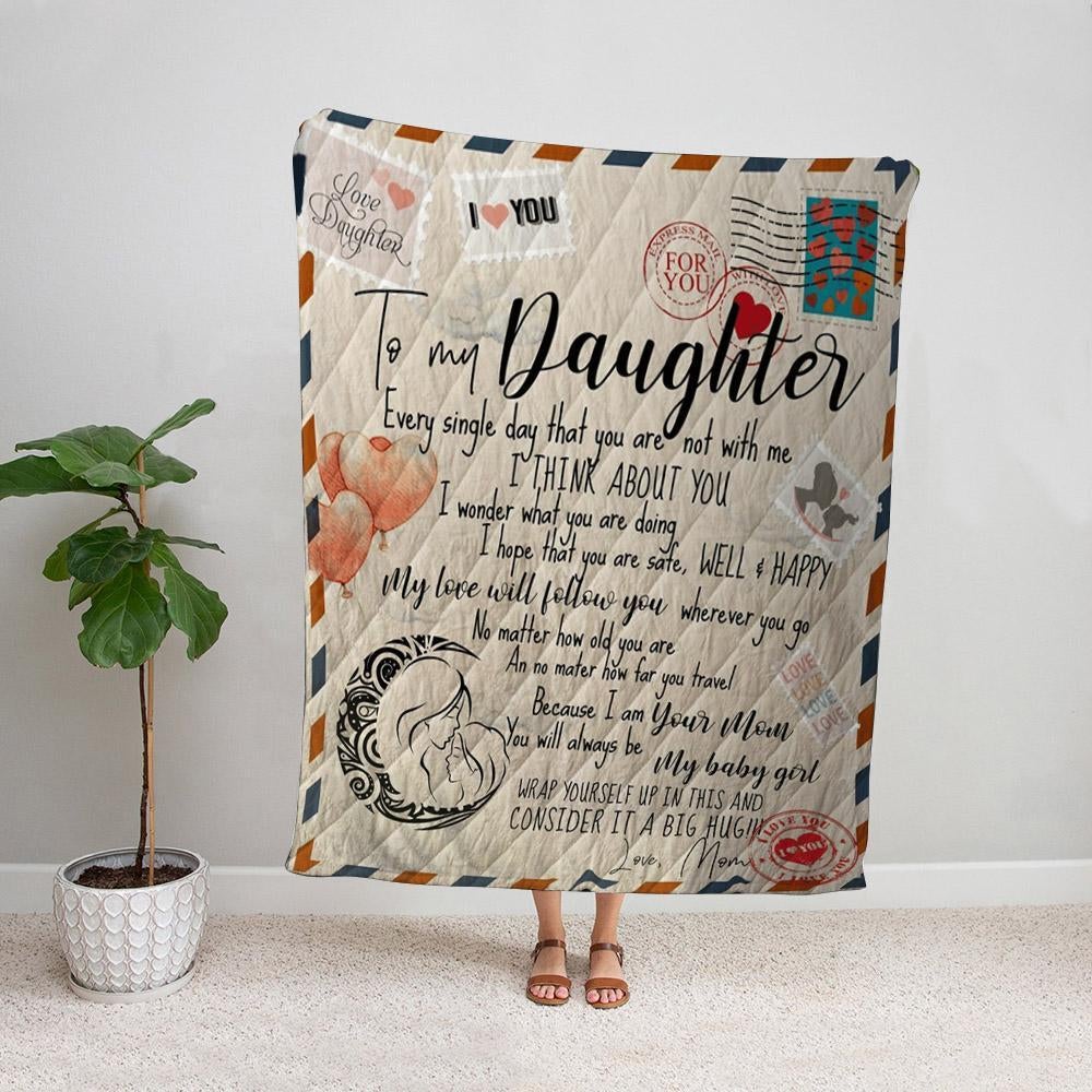 Air mail from mom to my daughter my love will follow you wherever you go my baby girl Fleece Blanket Small Medium Large X-large