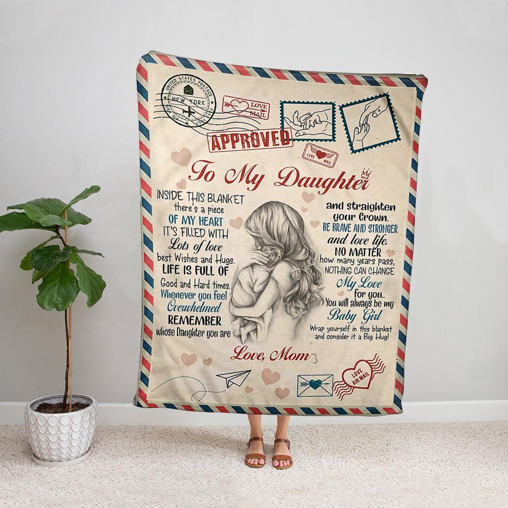 Air mail from mom to my daughter straighten your crown you will always be my baby girl family love soft Fleece Blanket Small Medium Large X-large