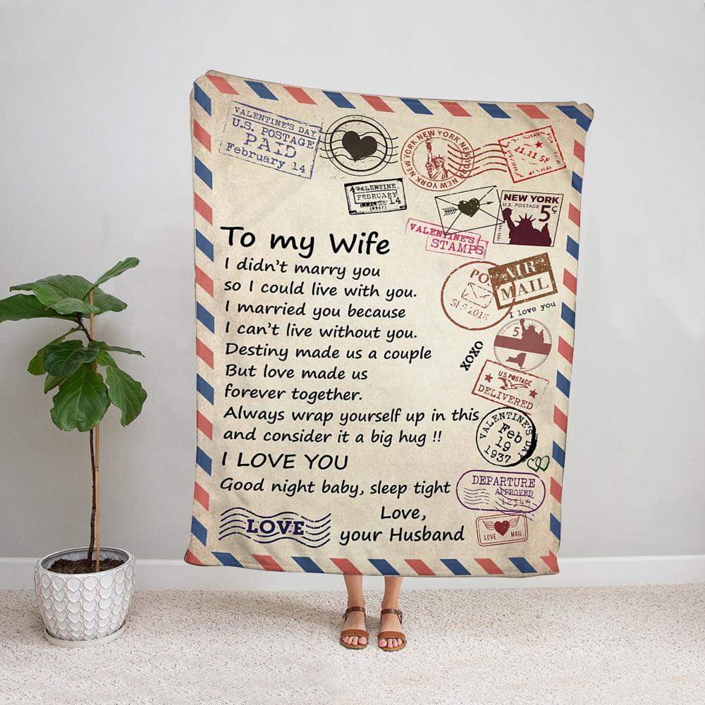 Airmail husband to my wife love make us forever together sleep tight love mail Fleece Blanket