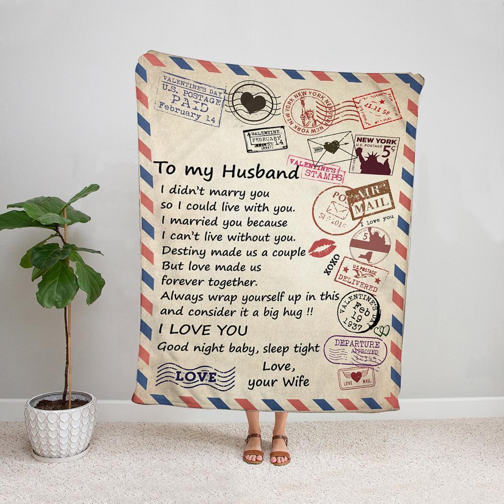 Airmail wife to my husband love make us forever together sleep tight love mail Fleece Blanket