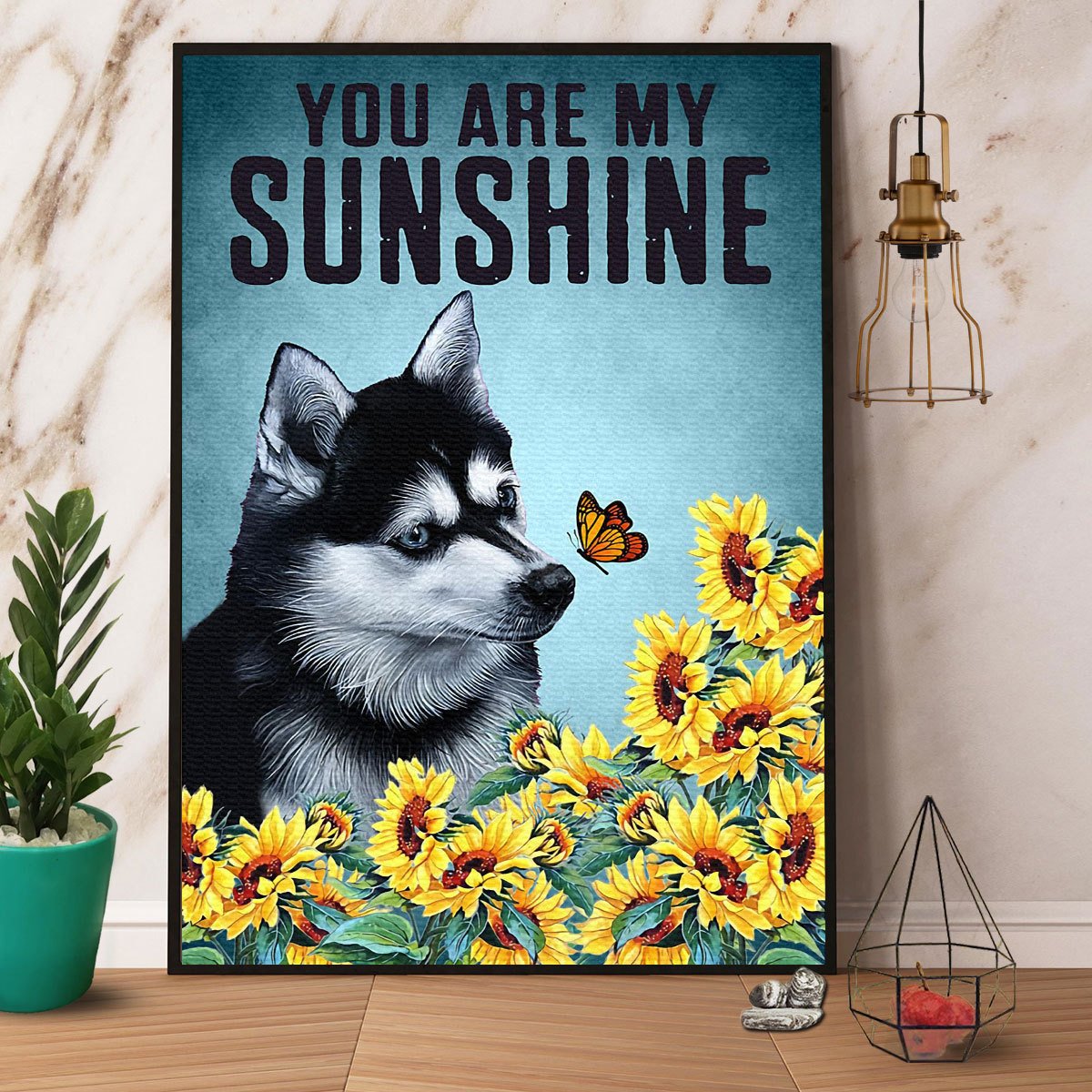 Alaskan Klee Kai Sunflower You Are My Sunshine Satin Poster Portrait No Frame