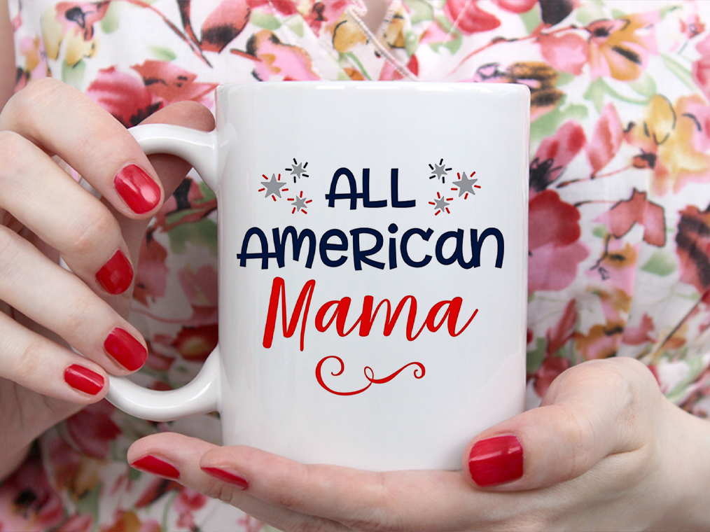 All American 4th Of July Personalized Name Mama Mug White Ceramic 11-15oz Coffee Tea Cup