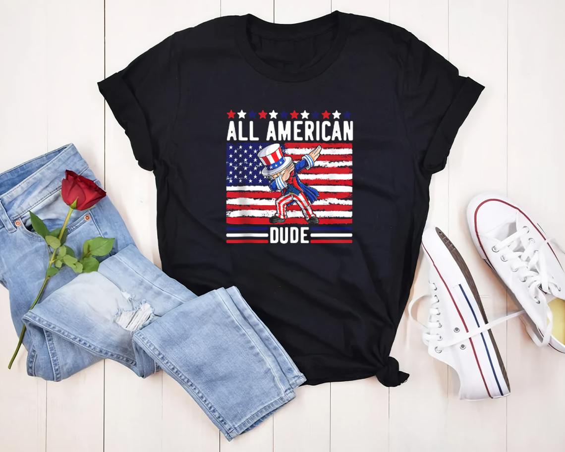 All American Dude 4th Of July Dabbing Uncle Sam Usa Flag T-shirt Unisex S-6xl