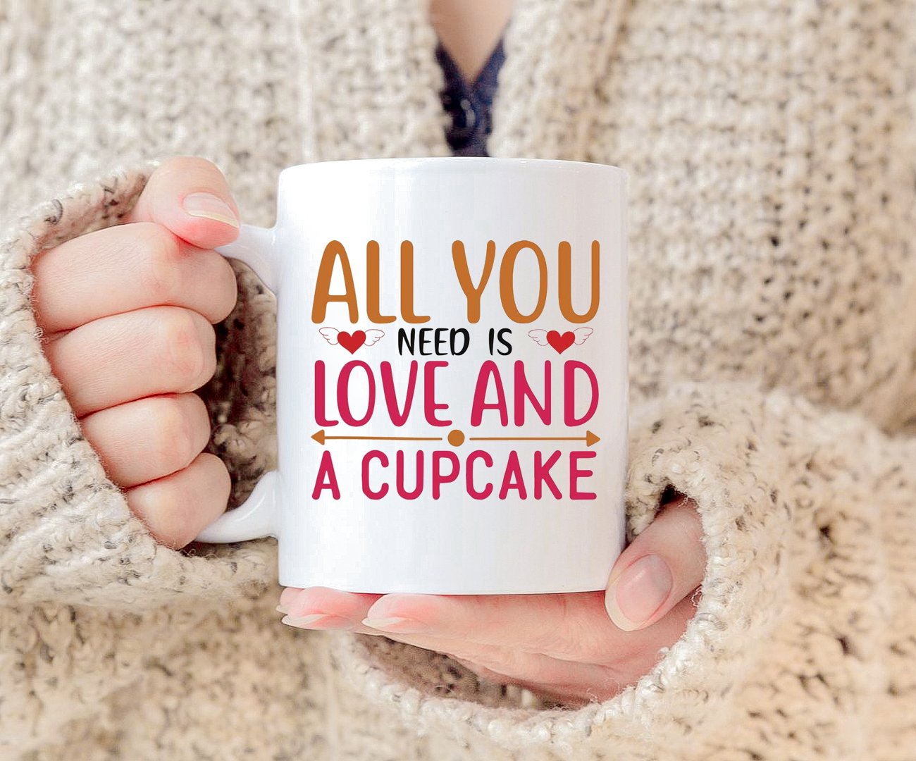 All You Need Is Love And A Cupcake Coffee Lover Mug White Ceramic 11-15oz Coffee Tea Cup