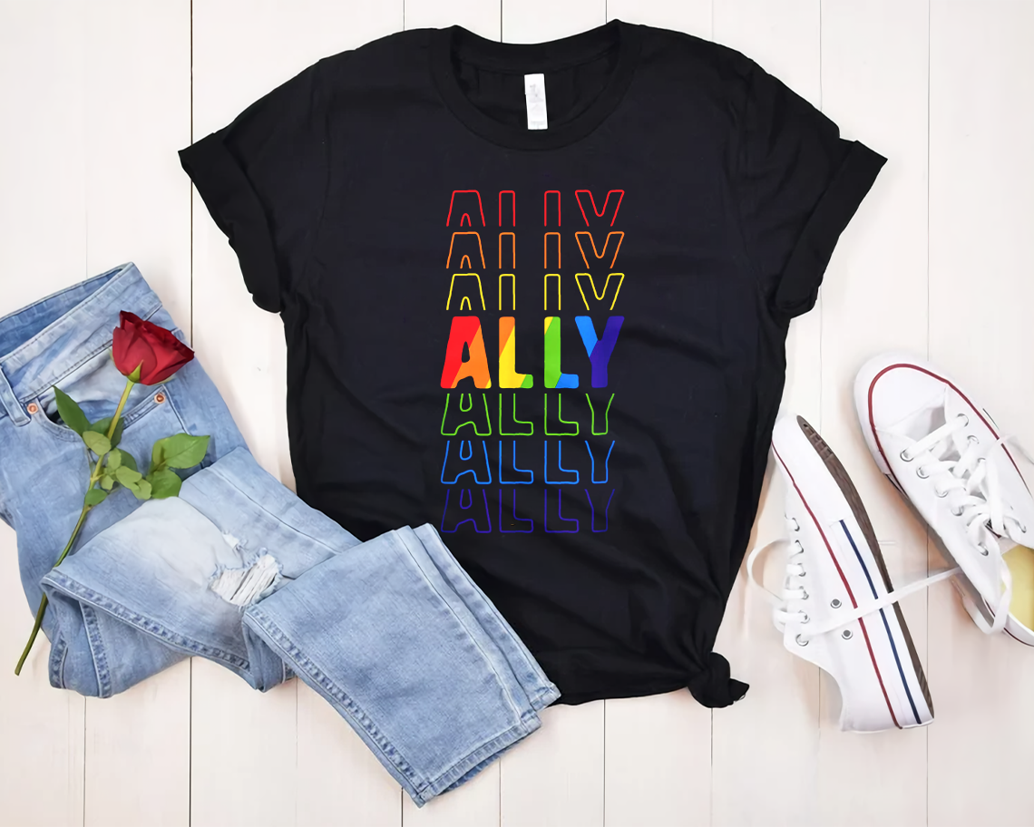 Ally Lgbt Pride Rainbow Flag Parade Ally March T-shirt Unisex S-6xl