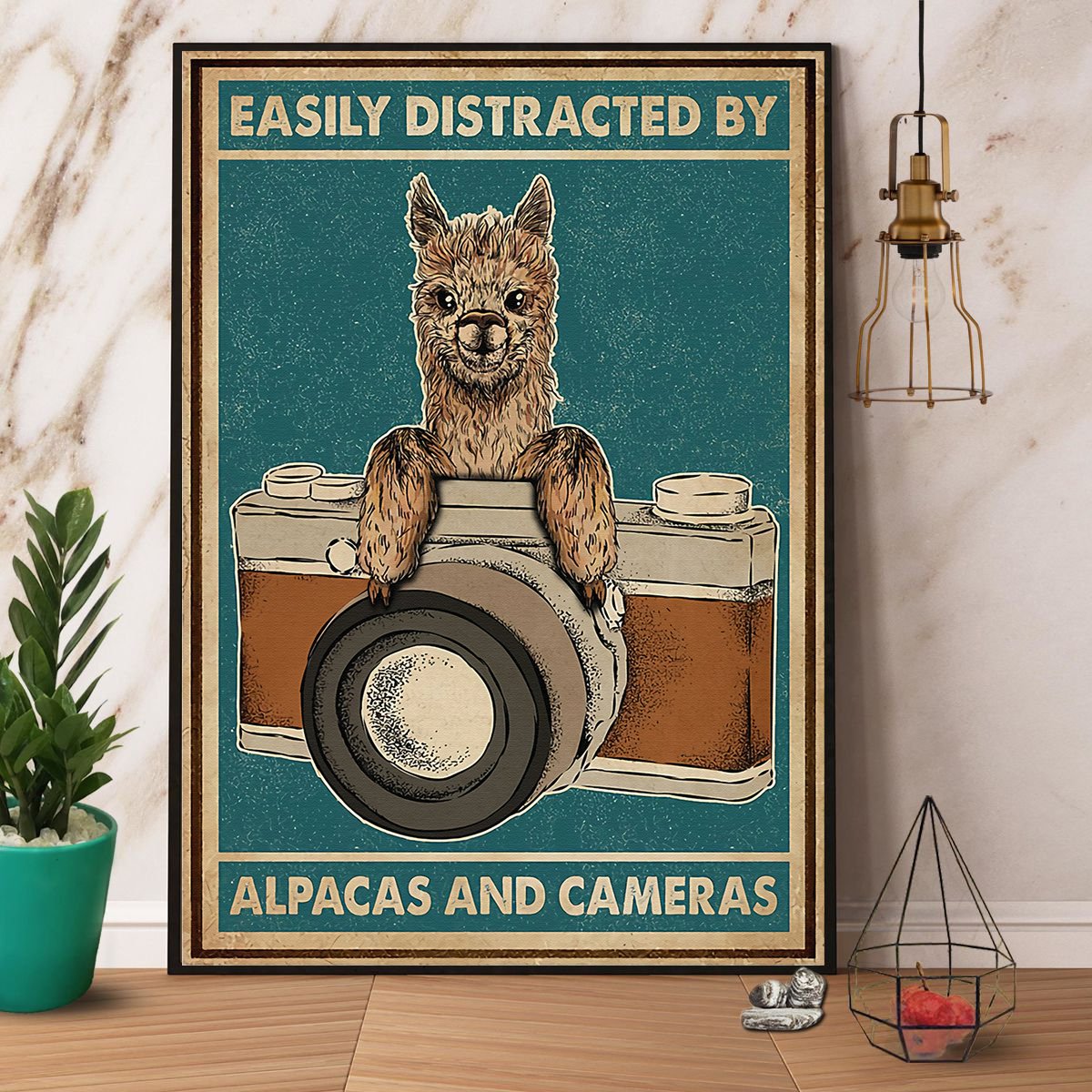 Alpaca & Camera Easily Distracted By Alpacas And Cameras Satin Poster Portrait No Frame