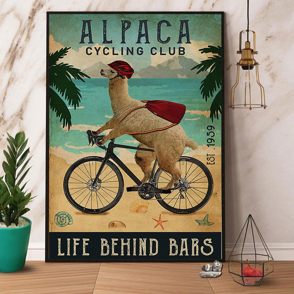 Alpaca Cycling Club Life Behind Bars Satin Poster Portrait No Frame