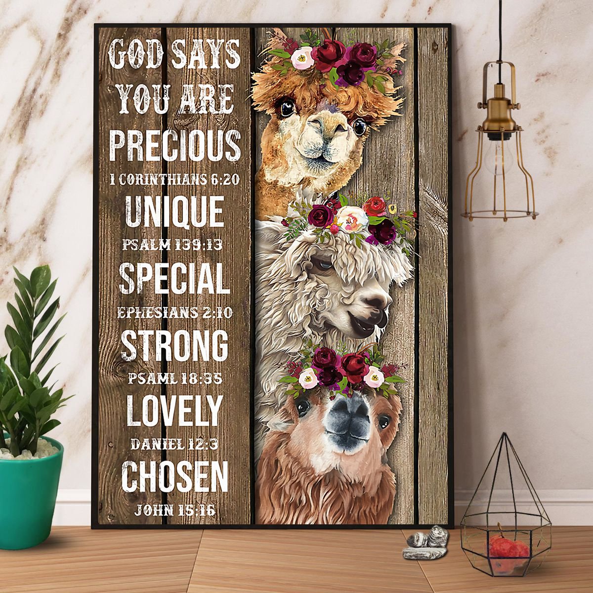 Alpaca Flower God Says You Are Precious Unique Special Satin Poster Portrait No Frame