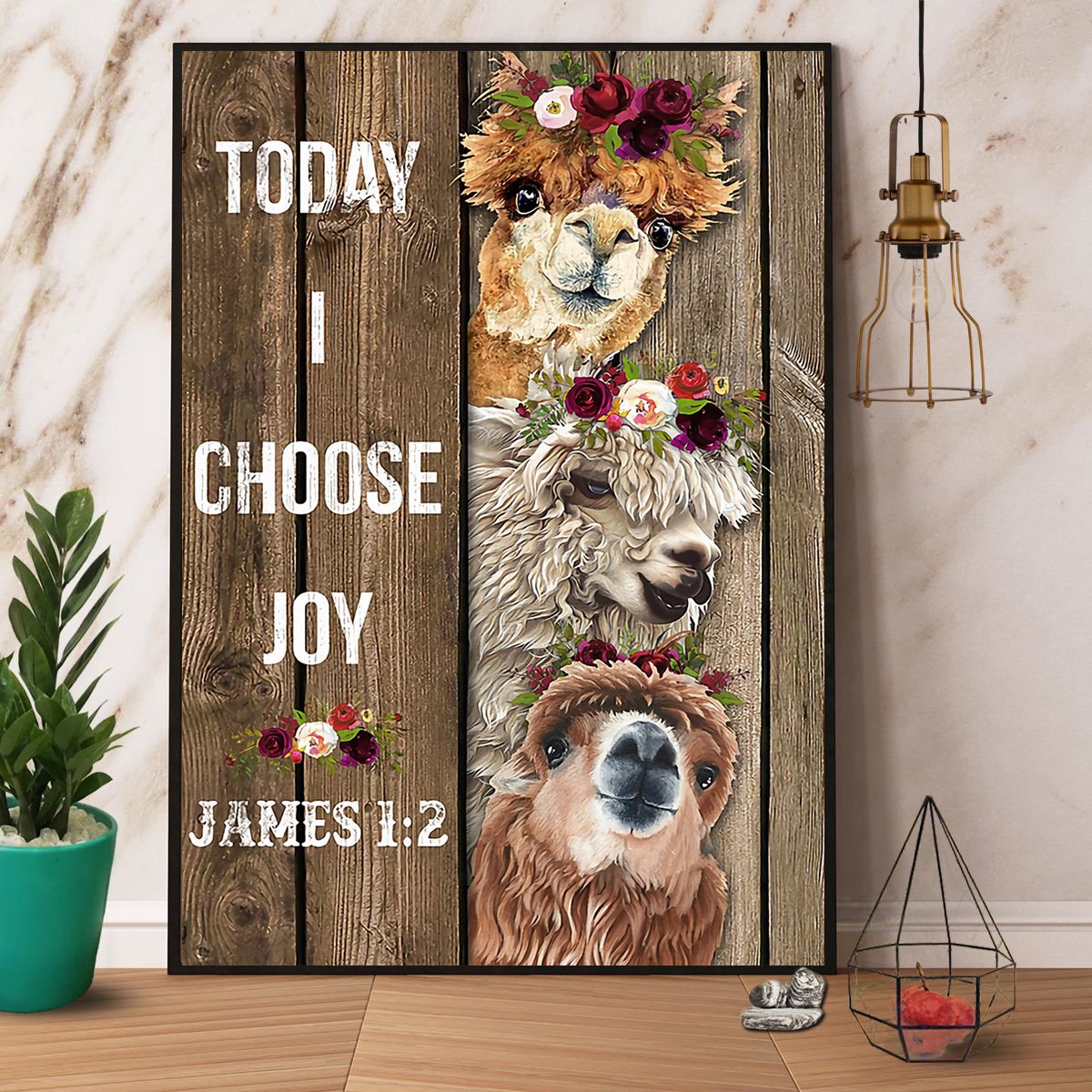 Alpaca Flower Today I Choose Joy Satin Poster Portrait No Frame