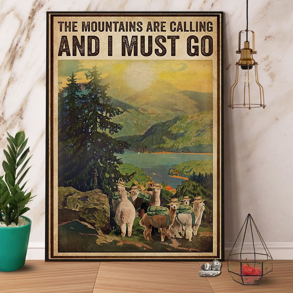 Alpaca The Mountains Are Calling And I Must Go Satin Poster Portrait No Frame