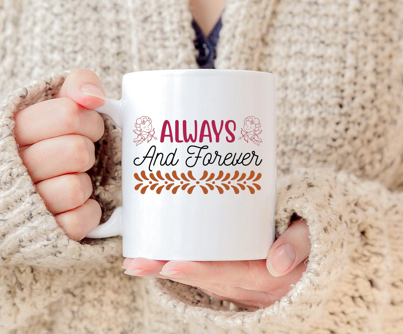 Always And Forever Coffee Lover Mug Valentine'S Day Mug White Ceramic 11-15oz Coffee Tea Cup