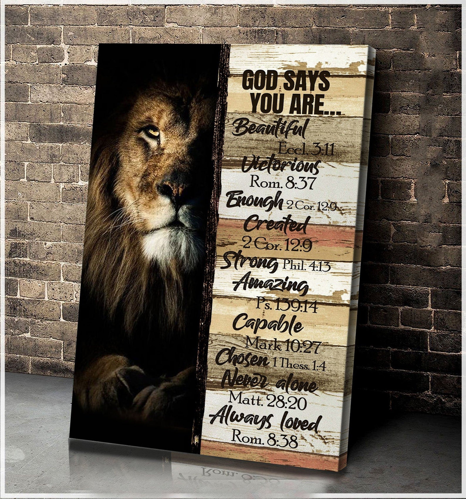 Amazing Lion God Says You Are Jesus Wall Décor Christmas Frame Wrapped Canvas Home Decor full size