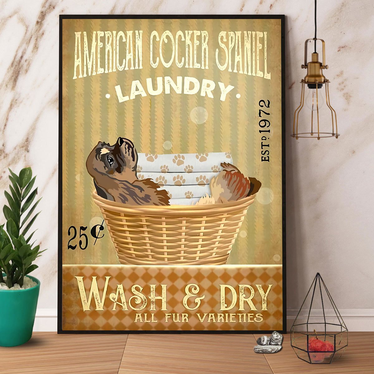 American Cocker Spaniel Laundry Wash & Dry All Fur Varieties Satin Poster Portrait No Frame