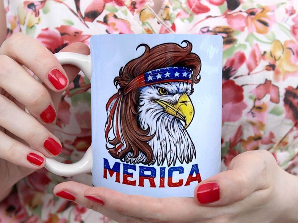 American Eagle And Flag Patriotic Custom Name Logan 4th Of July Mug White Ceramic 11-15oz Coffee Tea