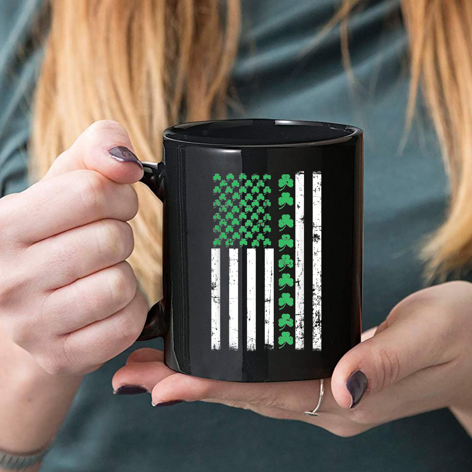 American Flag St Patricks Day Mug Black Ceramic 11-15Oz Coffee Tea Cup