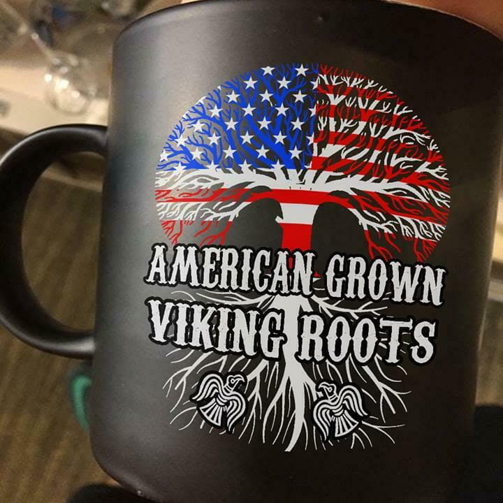 American Grown Viking Roots Black Ceramic Mug Black Ceramic 11-15oz Coffee Tea Cup