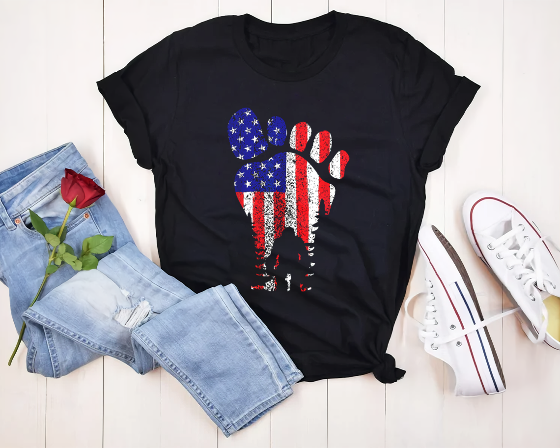 American Usa Flag Bigfoot Sasquatch Patriotic 4th Of July T-shirt Unisex S-6xl