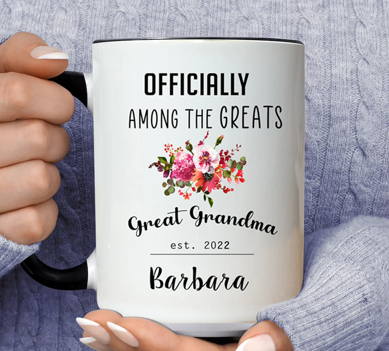 Among The Greats Great Grandma Personalized Barbara Inner Color Accent Mug 11oz Coffee Tea Cup