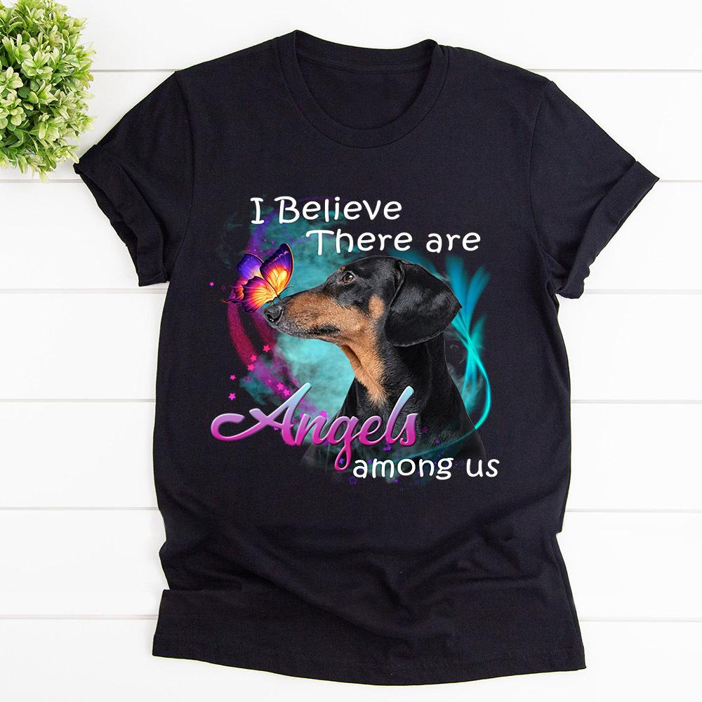 And Tan Coonhound I Believe There Are Angels Among Us Cotton T Shirt Black Unisex S-6XL