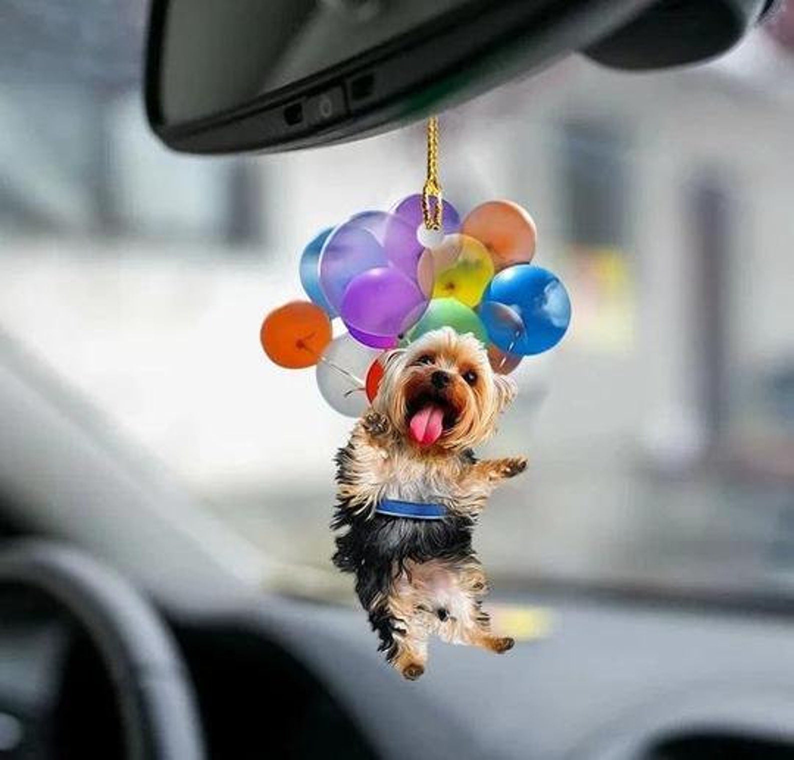 Angel Yorkshire Terrier Dog Fly With Bubbles Dog Car Hanging Christmas Ornament