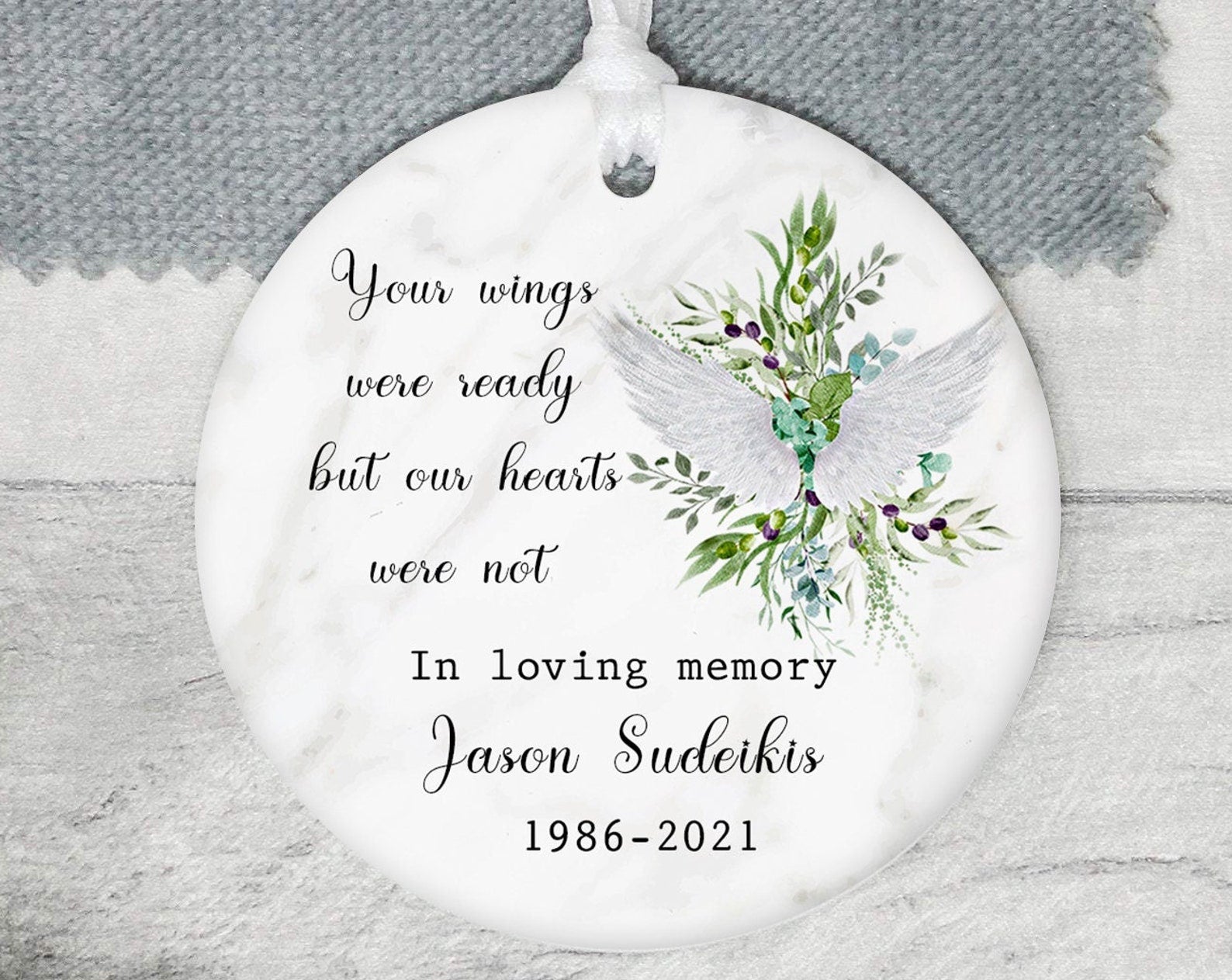 Angle Memorial Remembrance Gifts Your Wings Were Ready But Our Hearts Were Not Sympathy I Nc108 Christmas Ornament