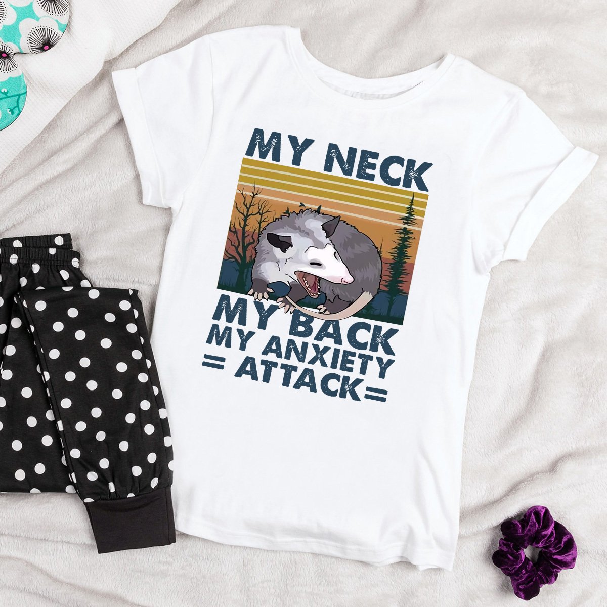 Animal My Neck My Back My Anxiety Attack Vintage Cotton T Shirt White Unisex S-6XL