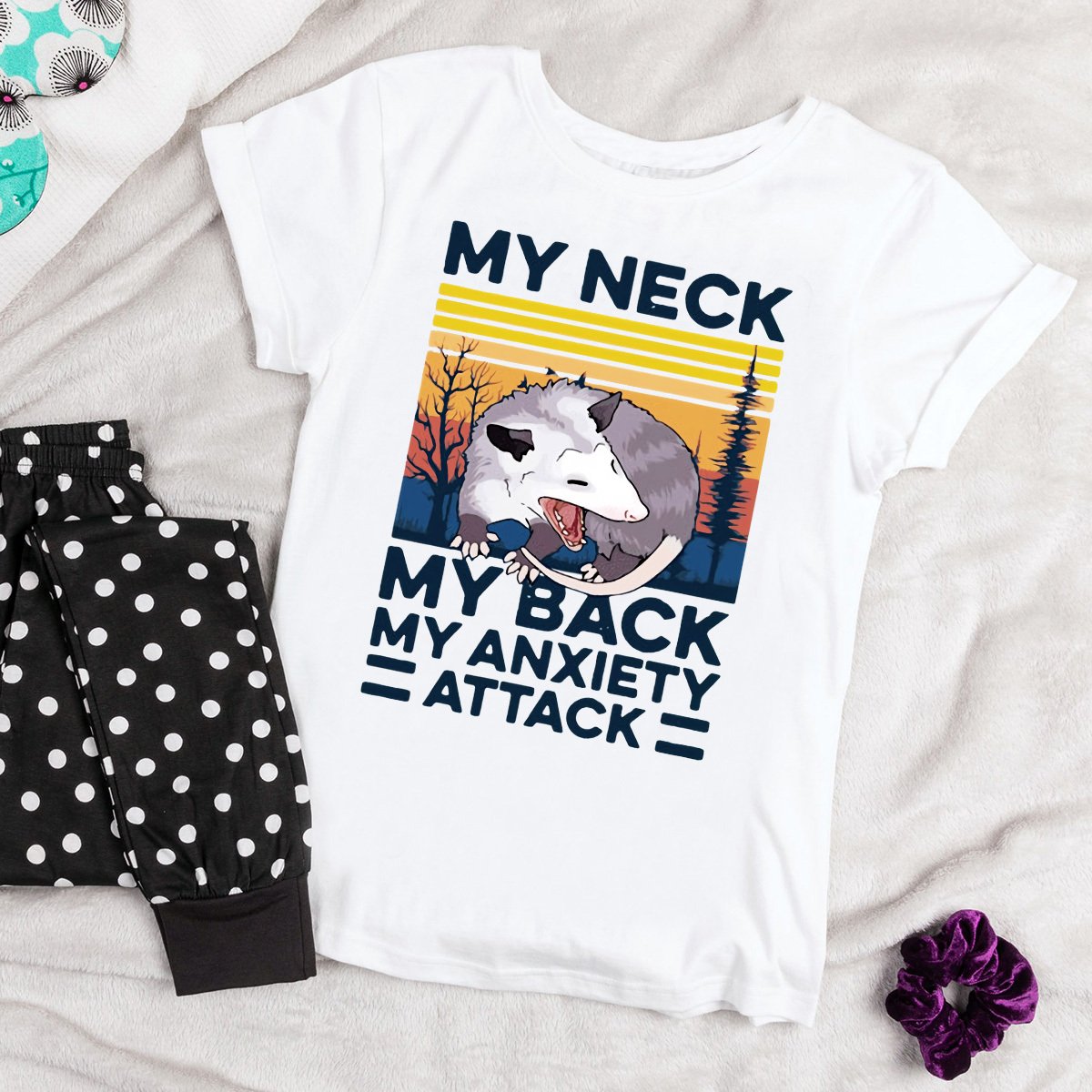 Animal My Neck My Back My Anxiety Attack Vintage Cotton T Shirt White Unisex S-6XL