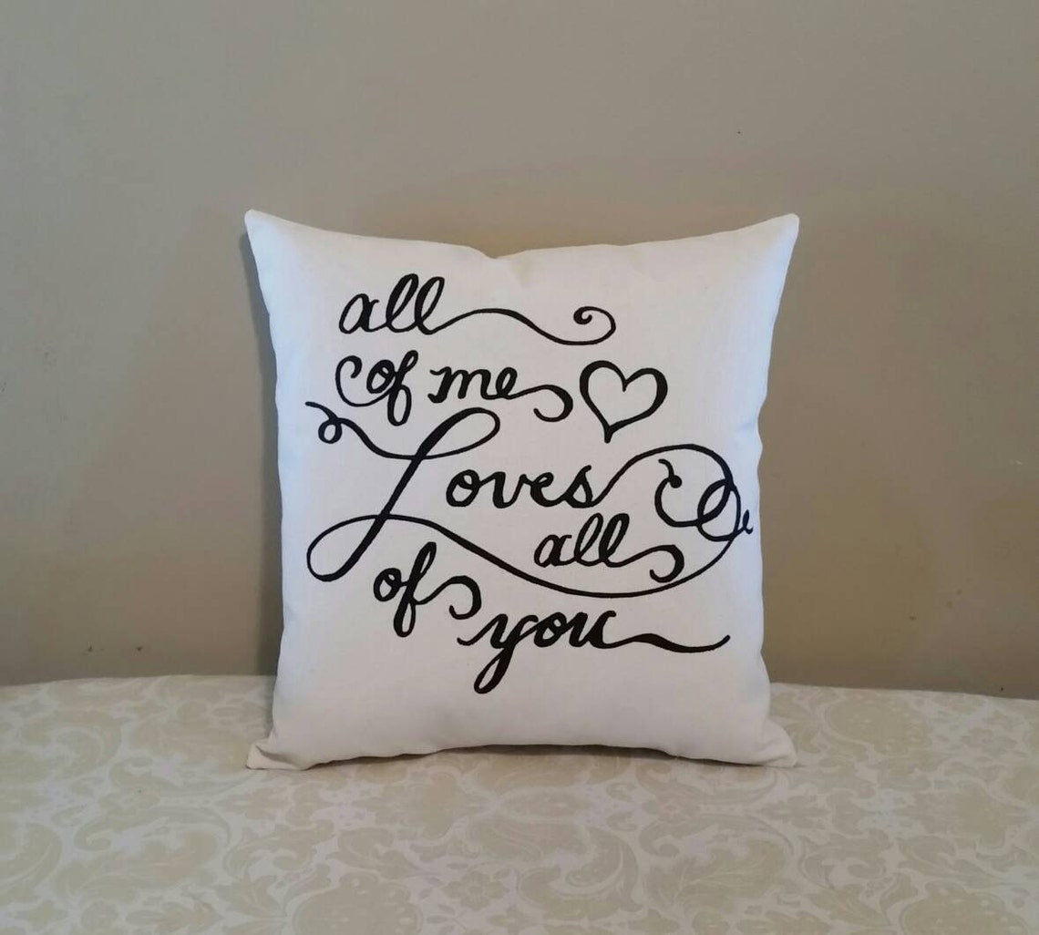 Anniversary Gifts for Women | All of me loves all of you, Valentines Day Pillow Decor