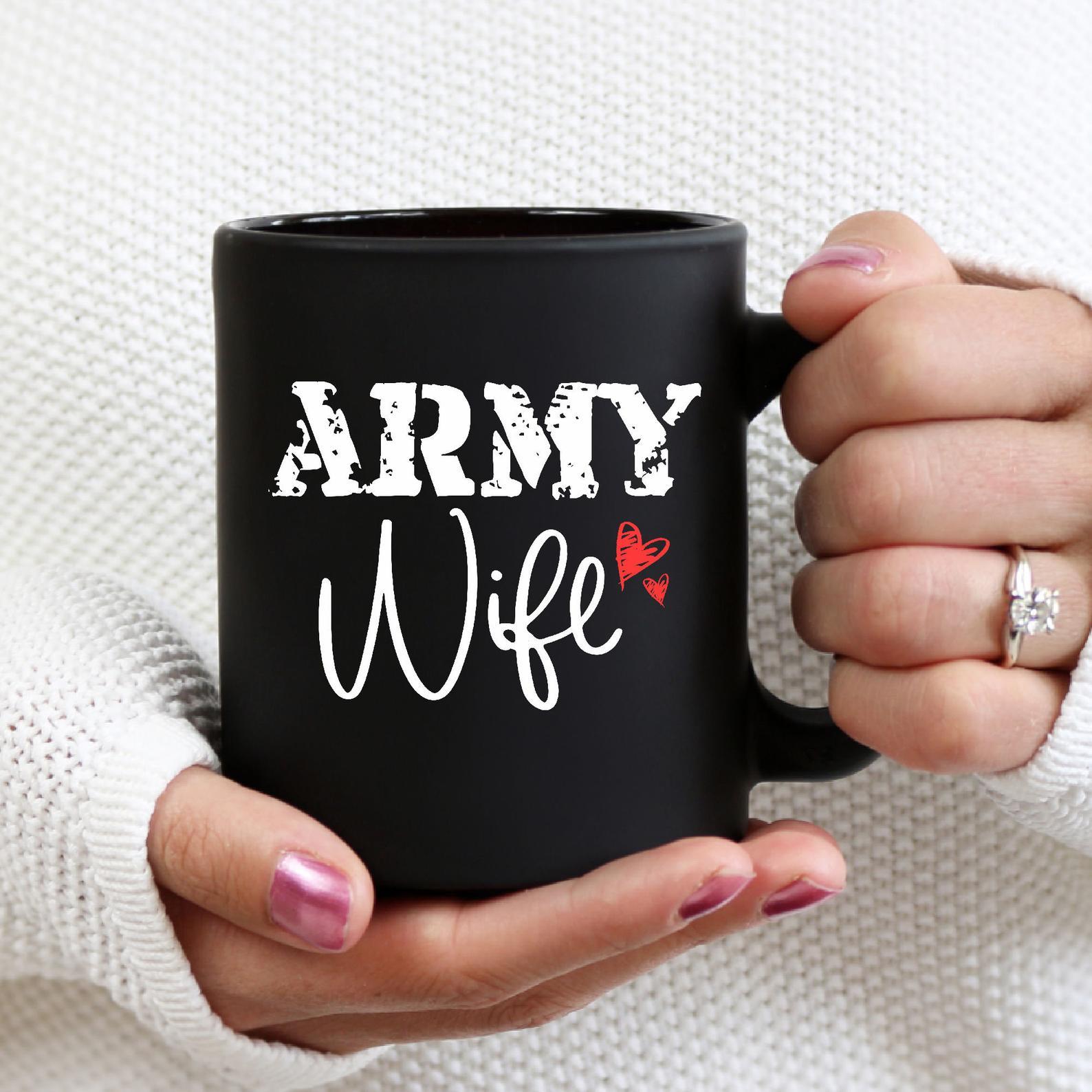 Army Wife Army Fiance Military Mug Black Ceramic 11-15oz Coffee Tea Cup