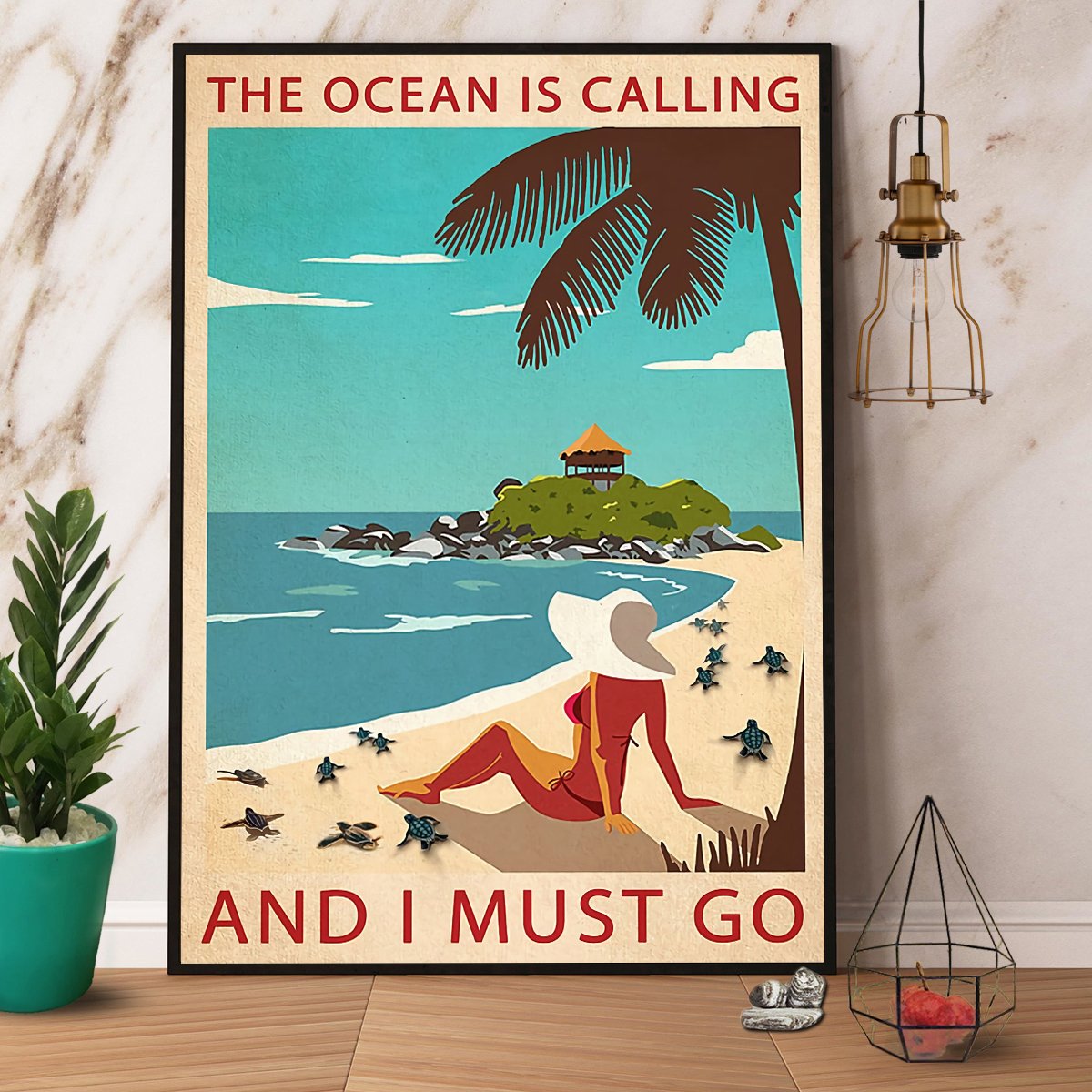 Art Girl And Sea Turtles Ocean Is Calling And I Must Go Satin Poster Portrait No Frame