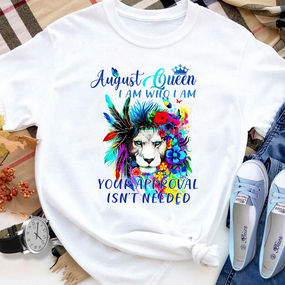 August Queen Lion Native Women T Shirt White S-3XL