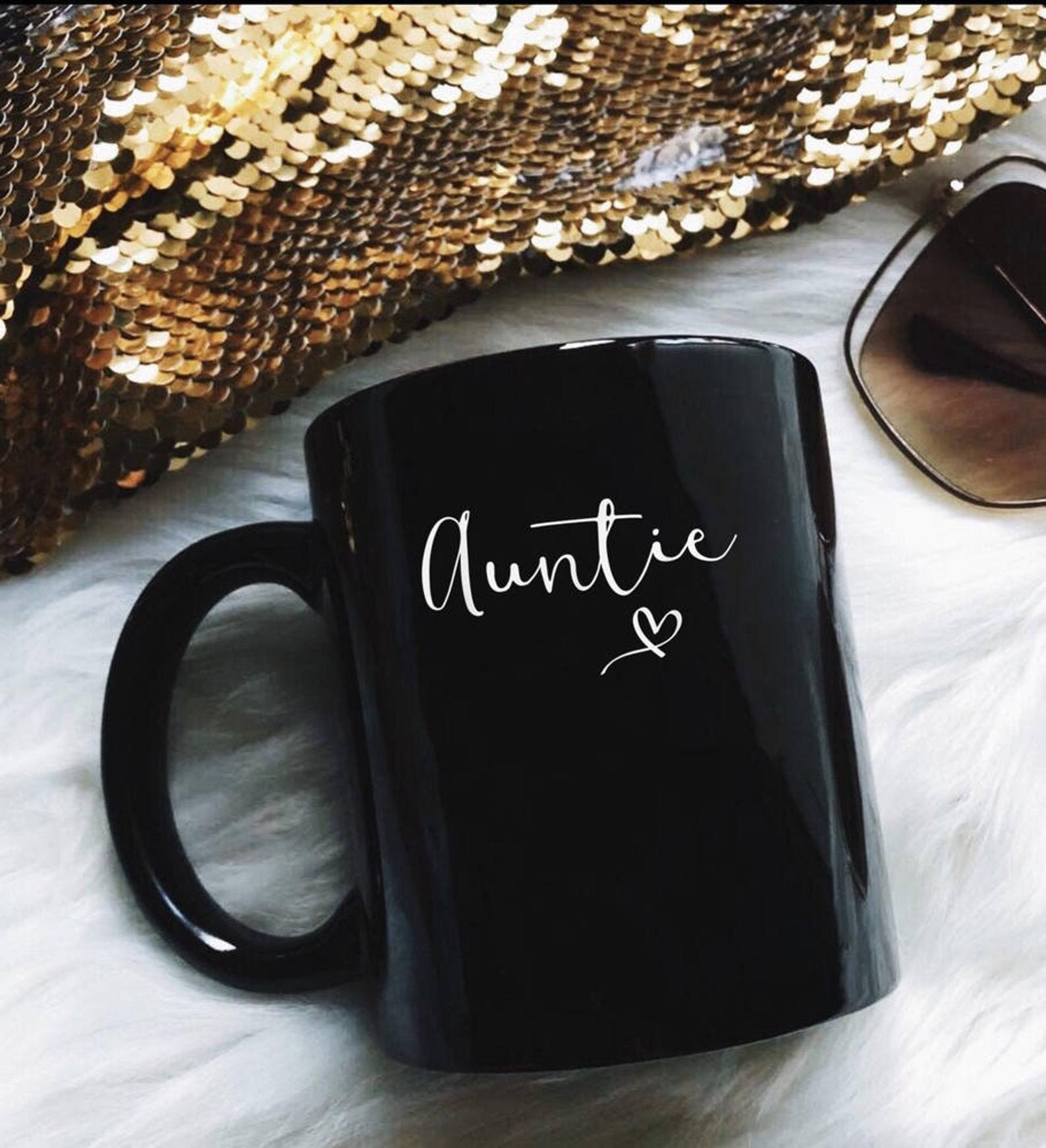 Auntie For Women Aunt Gift For Aunty Birthday Mug Black Ceramic 11-15oz Coffee Tea Cup