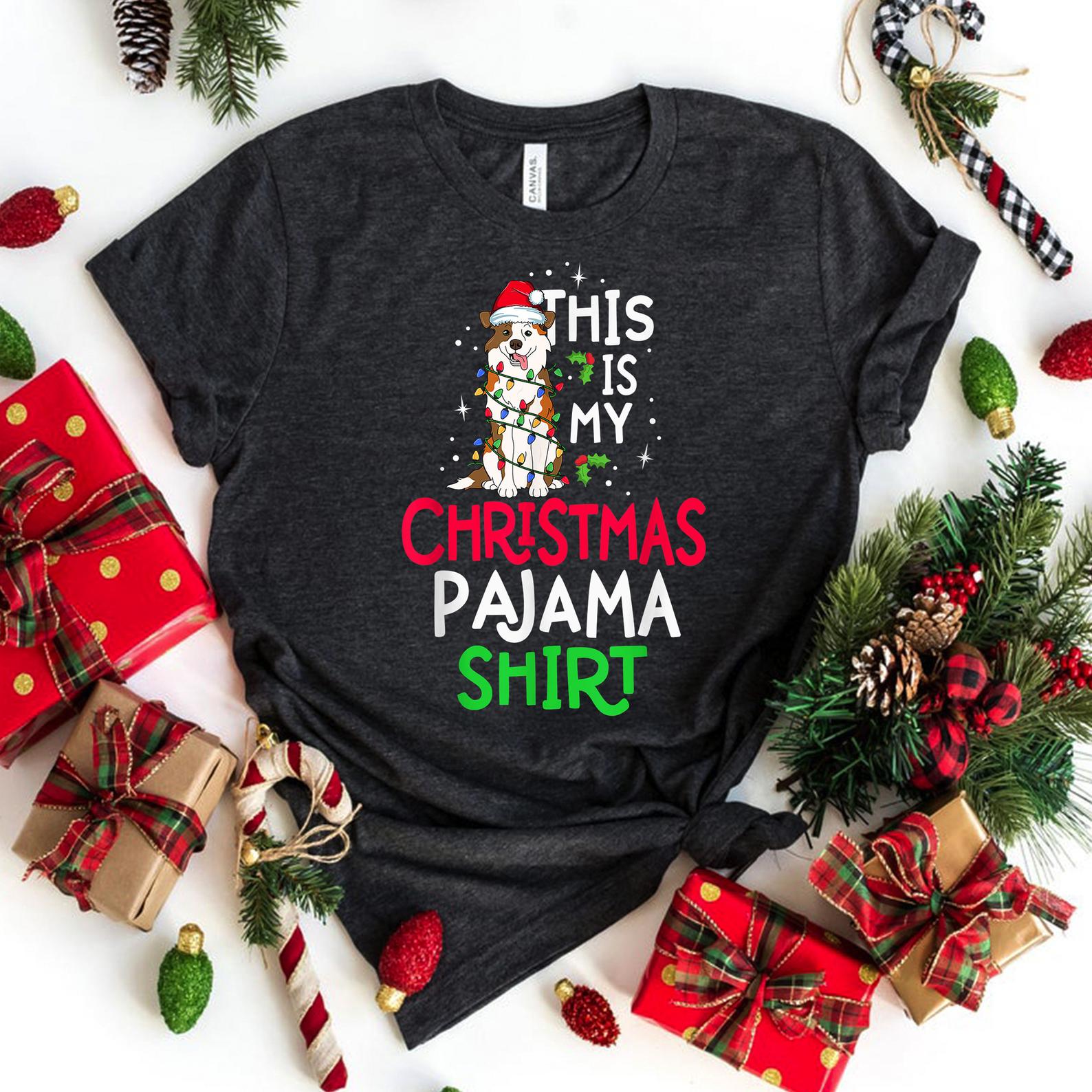 Australian Shepherd Aussie This My Christmas T Shirt Grey Unisex S-6Xl